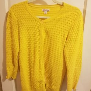 Yellow cardigan waffle knit Merona size L